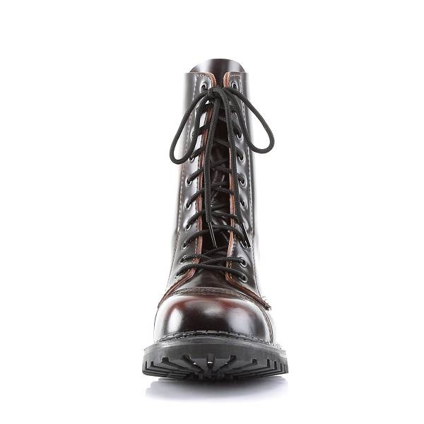 Demonia Women's Rocky-10 Mid Calf Combat Boots - Burgundy D9462-73US Clearance